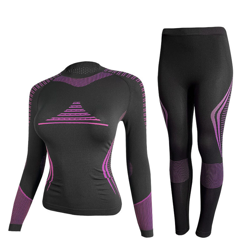 Moteriškas žiemos slidinėjimo greitai džiūstantis drabužių kostiumas, moteriškas priežastinis treniruoklių salės suspaudimo rinkinys, moteriškas laipiojimo dviračių sportinis terminis apatinis trikotažas
