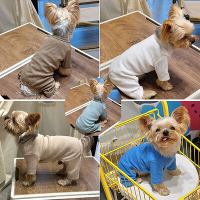 Tīras kokvilnas suņu drēbes 5 krāsu puišu un meiteņu pidžamas maziem un vidējiem suņiem kucēnu kaķēnu kombinezons pidžamas Chiwawa Yorkie