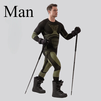 Moterų slidinėjimo terminio apatinio trikotažo rinkiniai Sportiniai greitai džiūstantys, kvėpuojantys sportiniai kostiumai, treniruotės, pratimai, aptempti marškiniai Žiemos sporto kostiumai