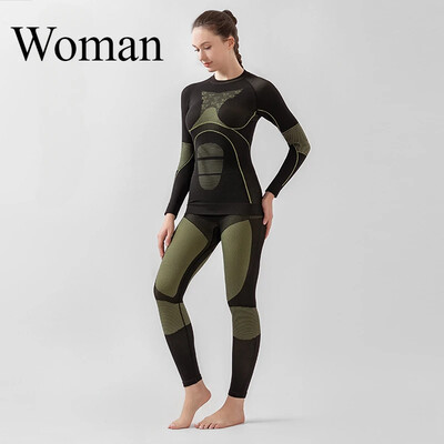 Moterų slidinėjimo terminio apatinio trikotažo rinkiniai Sportiniai greitai džiūstantys, kvėpuojantys sportiniai kostiumai, treniruotės, pratimai, aptempti marškiniai Žiemos sporto kostiumai