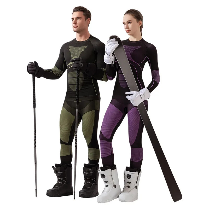 Moterų slidinėjimo terminio apatinio trikotažo rinkiniai Sportiniai greitai džiūstantys, kvėpuojantys sportiniai kostiumai, treniruotės, pratimai, aptempti marškiniai Žiemos sporto kostiumai