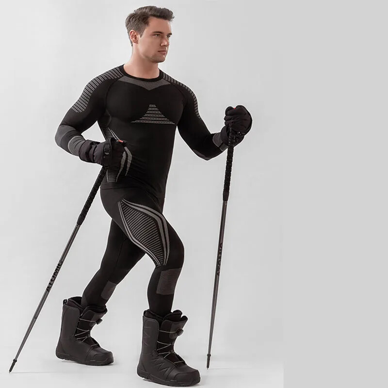 Vyriški žiemos slidinėjimo terminio apatinio trikotažo komplektai Vyriški greitai džiūstantys funkciniai suspaudimai Vyriški priežastiniai snieglenčių sportbačiai ir kelnės
