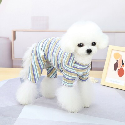 Rudeniniai naminių šunų kombinezonai Madingi dryžuoti šunų marškinėliai Drabužiai Mieli šuniuko pižama Šilti Minkšti Kombinezonai Kačiukams Kombinezonai Šunims Šunims Drabužiai
