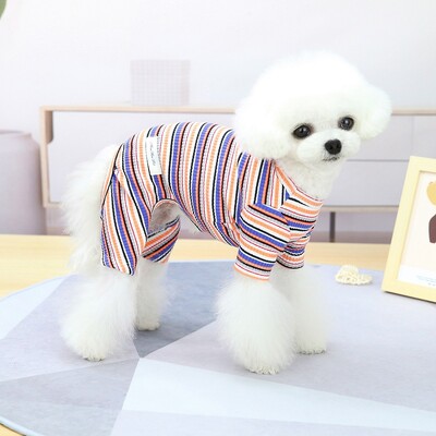 Rudeniniai naminių šunų kombinezonai Madingi dryžuoti šunų marškinėliai Drabužiai Mieli šuniuko pižama Šilti Minkšti Kombinezonai Kačiukams Kombinezonai Šunims Šunims Drabužiai