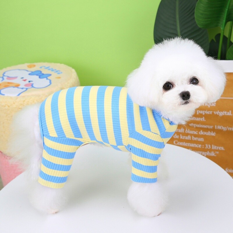 Rudeniniai naminių šunų kombinezonai Madingi dryžuoti šunų marškinėliai Drabužiai Mieli šuniuko pižama Šilti Minkšti Kombinezonai Kačiukams Kombinezonai Šunims Šunims Drabužiai