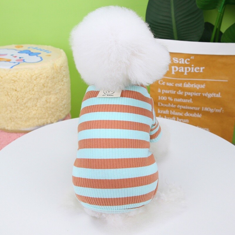 Rudeniniai naminių šunų kombinezonai Madingi dryžuoti šunų marškinėliai Drabužiai Mieli šuniuko pižama Šilti Minkšti Kombinezonai Kačiukams Kombinezonai Šunims Šunims Drabužiai