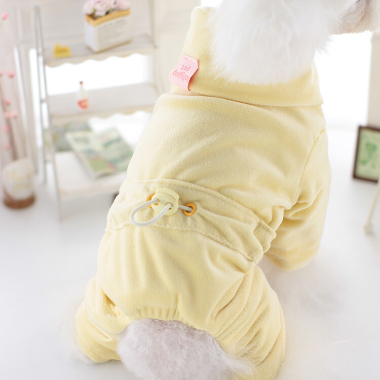 Šunų aksominis kombinezonas su keturiomis kojomis aukštu kaklu Rudens ir Žiemos namų aprangos marškinėliai Meškiukas Katė Drabužiai šuniuko drabužiai