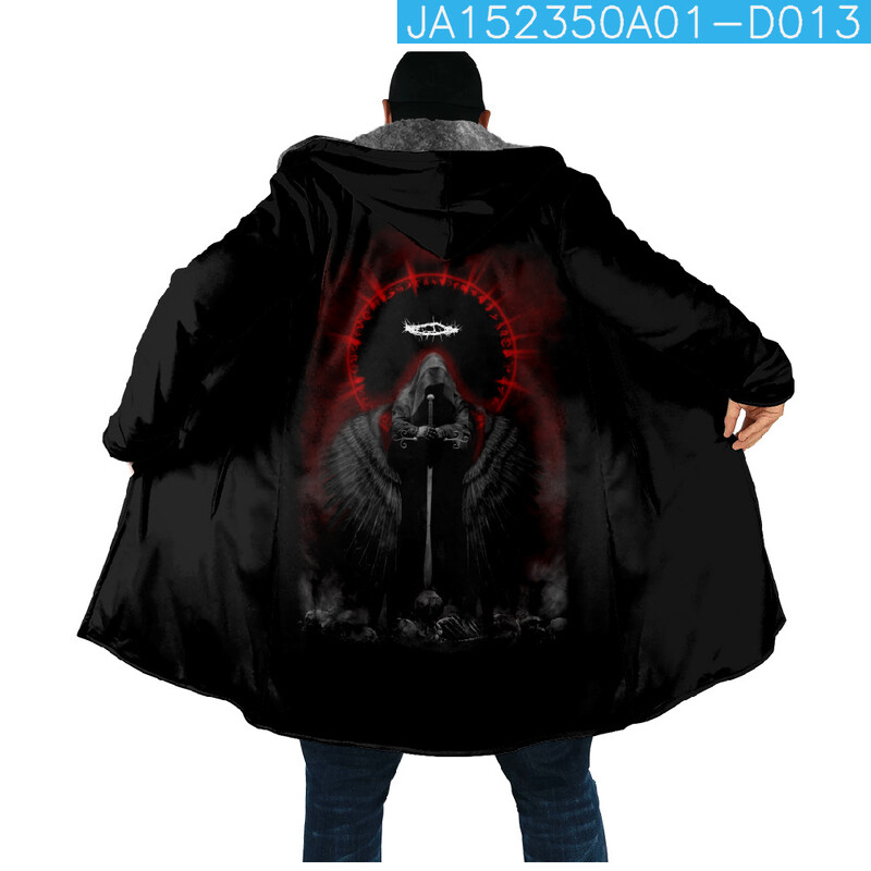 Határon átnyúló külkereskedelmi koponya kapucnis köpeny plüss 3D nyomtatott szürke pamut széldzseki