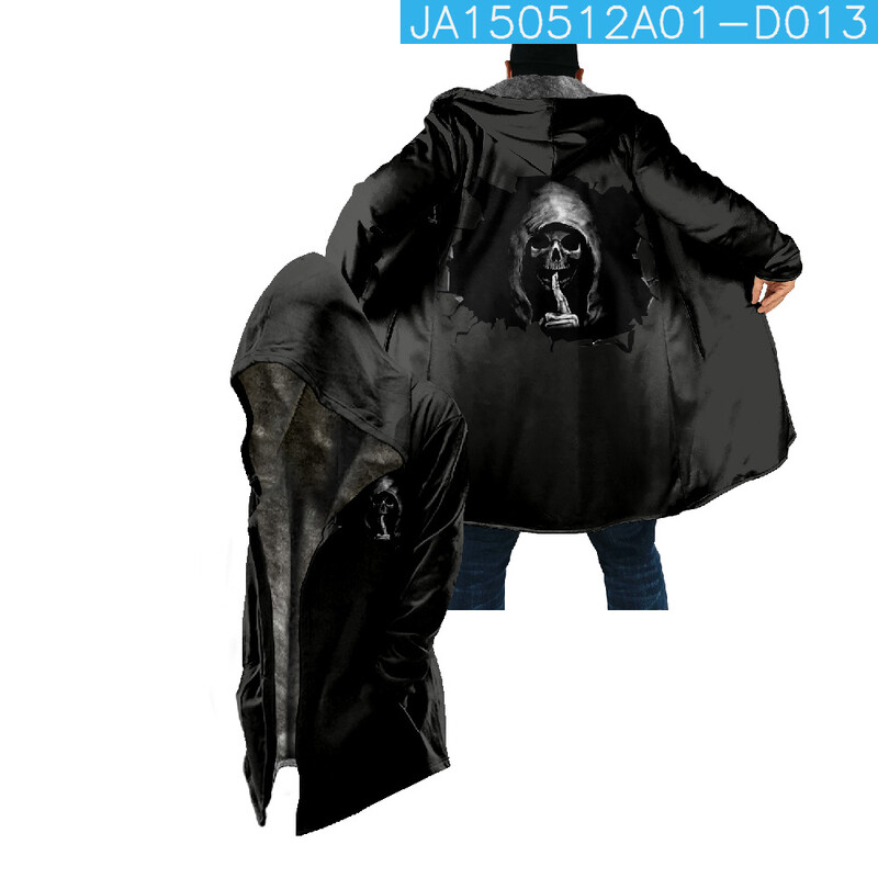 Határon átnyúló külkereskedelmi koponya kapucnis köpeny plüss 3D nyomtatott szürke pamut széldzseki