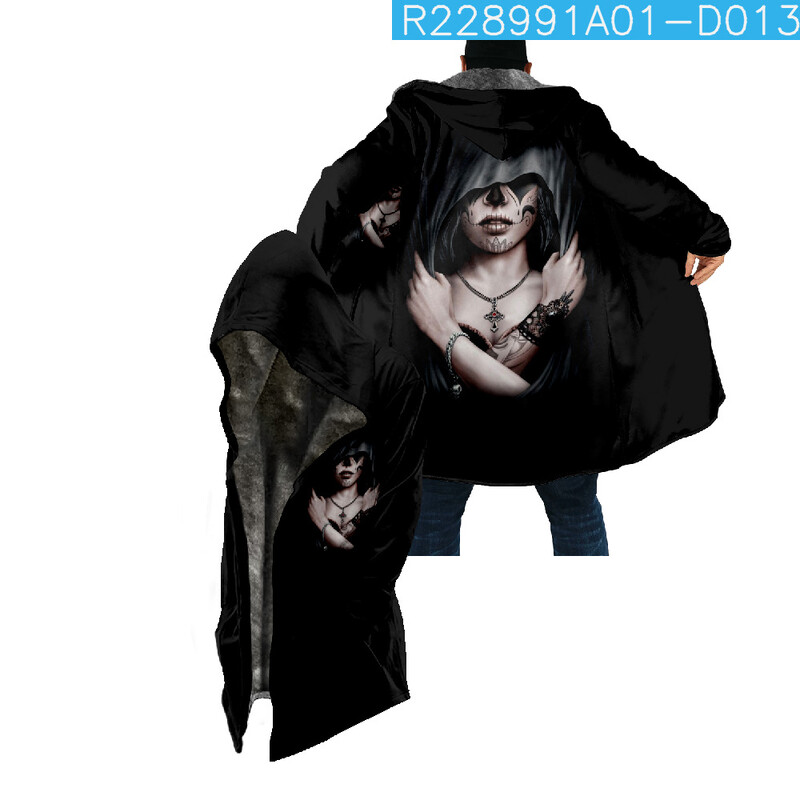 Határon átnyúló külkereskedelmi koponya kapucnis köpeny plüss 3D nyomtatott szürke pamut széldzseki