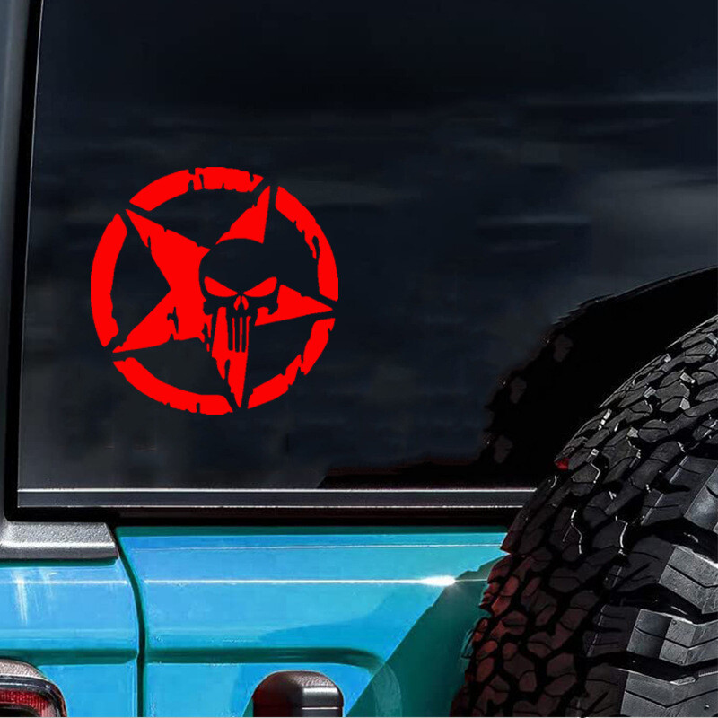 Tarpvalstybinės užsienio prekybos automobilių lipdukai penkiakampės žvaigždės kaukolė personalizuota kūrybinga dekoratyvinė lipdukai automobilio galinio lango lipdukai