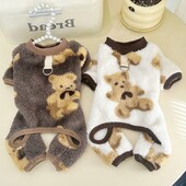 Šiltas žieminis vilnonis šunų kombinezonas naminių šunų drabužiai mažiems šunims rudeniniai keturių kojų pižamos pliušiniai šunų paltai Čihuahua pudelio kostiumai