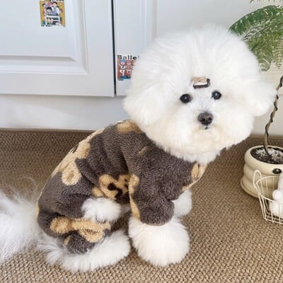 Šiltas žieminis vilnonis šunų kombinezonas naminių šunų drabužiai mažiems šunims rudeniniai keturių kojų pižamos pliušiniai šunų paltai Čihuahua pudelio kostiumai