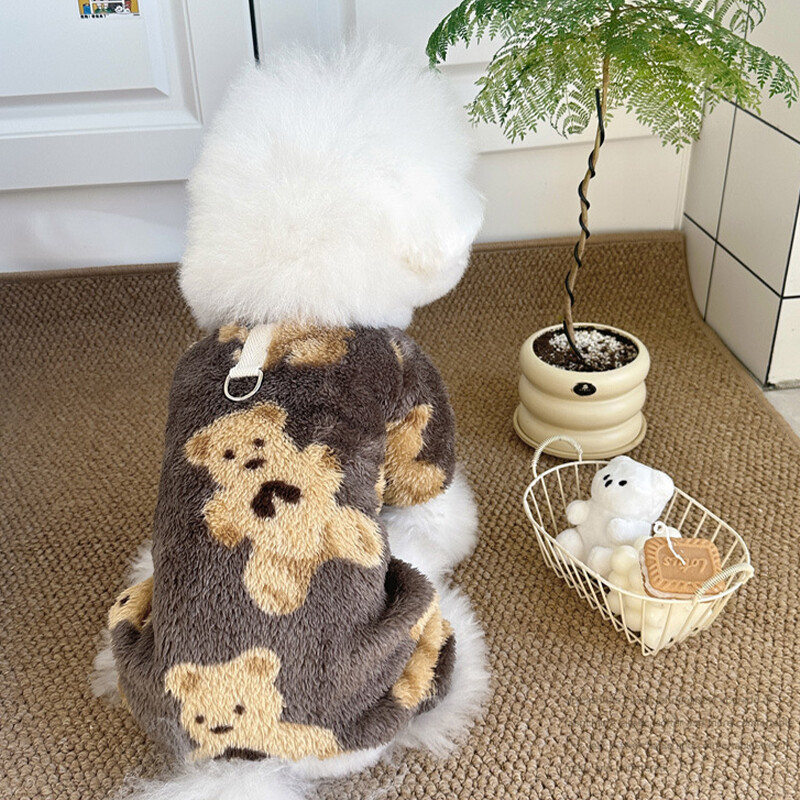 Šiltas žieminis vilnonis šunų kombinezonas naminių šunų drabužiai mažiems šunims rudeniniai keturių kojų pižamos pliušiniai šunų paltai Čihuahua pudelio kostiumai