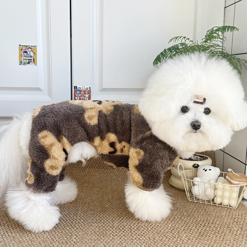 Šiltas žieminis vilnonis šunų kombinezonas naminių šunų drabužiai mažiems šunims rudeniniai keturių kojų pižamos pliušiniai šunų paltai Čihuahua pudelio kostiumai