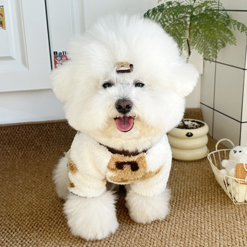 Šiltas žieminis vilnonis šunų kombinezonas naminių šunų drabužiai mažiems šunims rudeniniai keturių kojų pižamos pliušiniai šunų paltai Čihuahua pudelio kostiumai