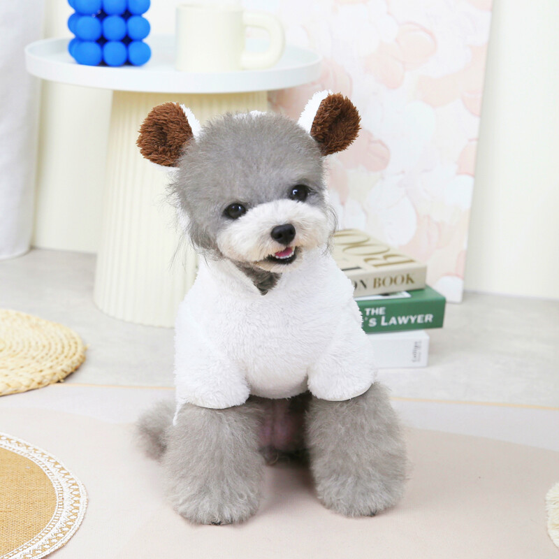 Kombinezonas šuniui Meškiuko lipdymas žiemai šilti šunų drabužiai vilnoniai naminių gyvūnėlių pižamos maži šunys čihuahua kostiumai Yorkie šuniukų gobtuvai mopso paltai