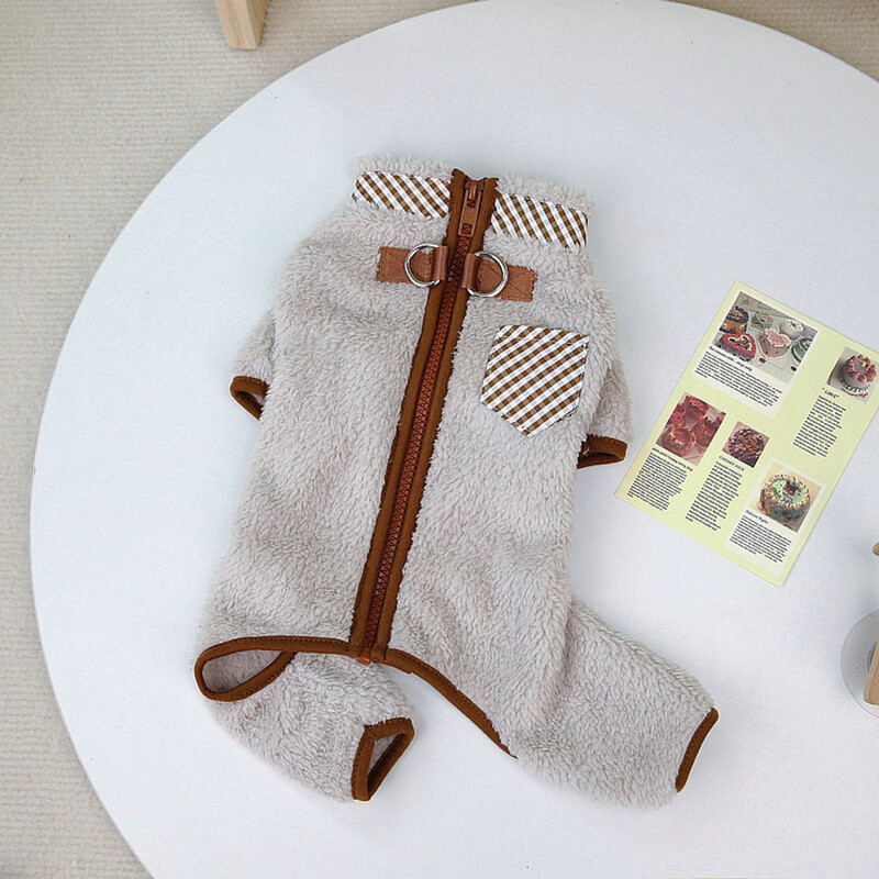 Minkštas šiltas vilnonis šunų kombinezonas Žieminis naminio šuns striukė su užtrauktuku mažiems šunims šuniukų drabužėliai Onesies paltas Prancūzų buldogo apranga