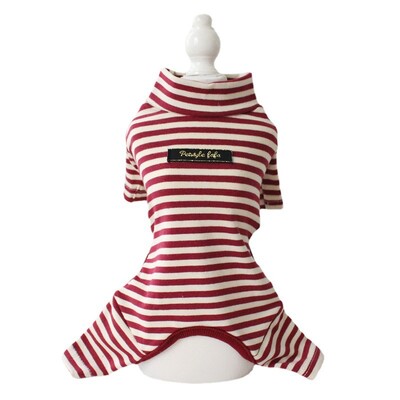 Medvilniniai dryžuoti šunų drabužiai kačių kombinezonai ploni paltai šilti šuniuko megztiniai Čihuahua drabužiai rudens ir žiemos pižamos šunų daiktai