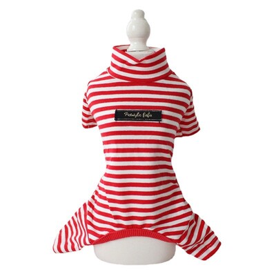 Medvilniniai dryžuoti šunų drabužiai kačių kombinezonai ploni paltai šilti šuniuko megztiniai Čihuahua drabužiai rudens ir žiemos pižamos šunų daiktai