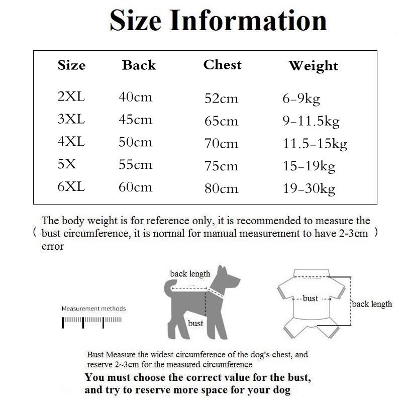 2XL~6XLPDrabužiai šunims Žiemai Šilti Namai Didelio šuns katės marškiniai Kombinezonas Pet Pižama Keturkojai Drabužiai Dideliam šuniui Pooperacinis kostiumas