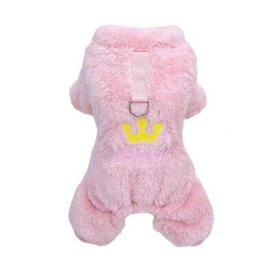 Naminių gyvūnėlių rūbai Kombinezonas Keturių kojų naminių gyvūnėlių kombinezonas Crown Pattern Fleece Pet Jumpsuit Žieminis paltas šunims Katėms Minkštas audinys rudeniui