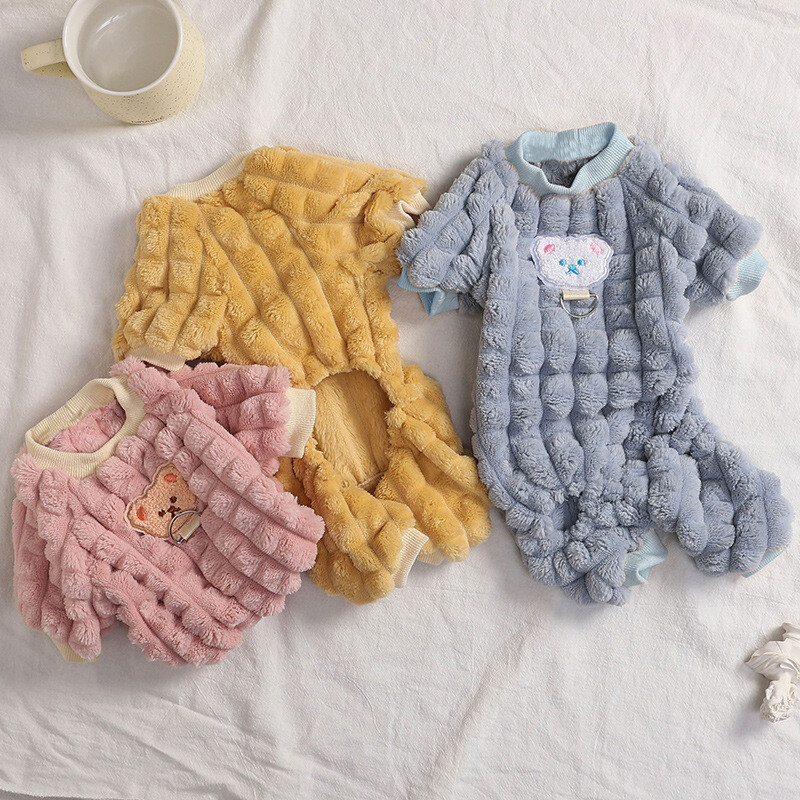 Mieli šilti rūbai naminiams gyvūnėliams šunims katėms vilnonis kombinezonas šuniui pižama rudeniniai žieminiai katės rūbai mažam šuniui čihuahua jorko apranga
