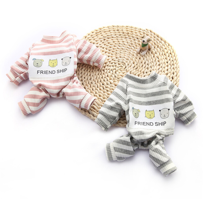 Pijamale din bumbac pentru câini cu dungi Salopetă clasică pentru animale de companie Haine de iarnă pentru câini pentru câini de talie mică Costum pentru cățelușă pisică ținută chihuahua Yorkie caniche