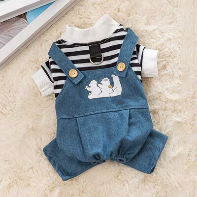 Dryžuotas šuns kombinezonas naminių gyvūnėlių drabužiai šuniuko ir kačiuko megztinis Čihuahua kostiumas prancūzų buldogas Romper Prabangūs šunų drabužiai Nauji