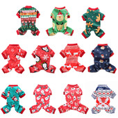 Mados spausdinti šunų kombinezonai Kalėdiniai šunų drabužiai Šilti pliušiniai šuniukų kombinezonai Mieli kačių kombinezonai Pet Pižamos Čihuahua šunų kombinezonai