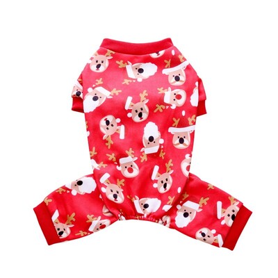 Mados spausdinti šunų kombinezonai Kalėdiniai šunų drabužiai Šilti pliušiniai šuniukų kombinezonai Mieli kačių kombinezonai Pet Pižamos Čihuahua šunų kombinezonai