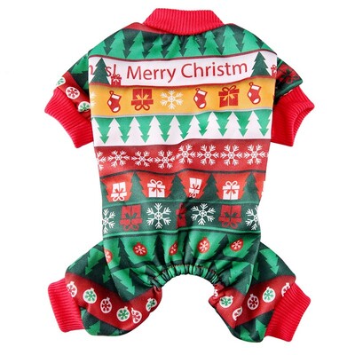 Mados spausdinti šunų kombinezonai Kalėdiniai šunų drabužiai Šilti pliušiniai šuniukų kombinezonai Mieli kačių kombinezonai Pet Pižamos Čihuahua šunų kombinezonai