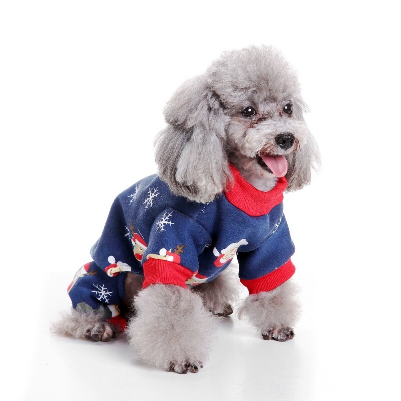 Mados spausdinti šunų kombinezonai Kalėdiniai šunų drabužiai Šilti pliušiniai šuniukų kombinezonai Mieli kačių kombinezonai Pet Pižamos Čihuahua šunų kombinezonai