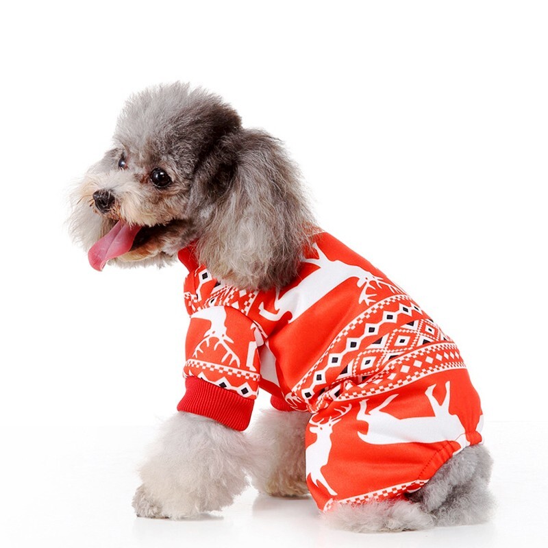 Mados spausdinti šunų kombinezonai Kalėdiniai šunų drabužiai Šilti pliušiniai šuniukų kombinezonai Mieli kačių kombinezonai Pet Pižamos Čihuahua šunų kombinezonai