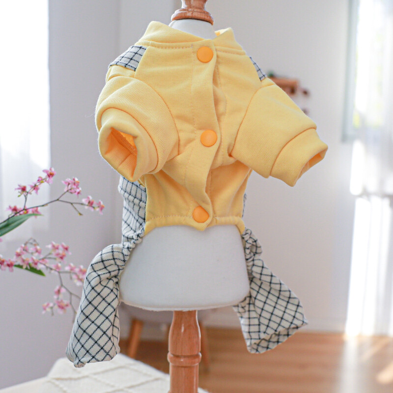 1 gab. Mājdzīvnieku apģērbs suņu pavasara un rudens lāča rūtainas četrkājainās siksnas bikses ar vilkšanas virvi un sprādzi maziem un vidējiem suņiem