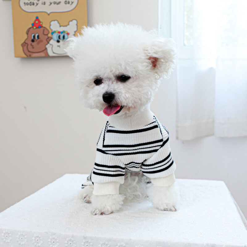 Pagrindiniai marškinėliai šunų kačių pižamos kombinezonas Žieminiai gyvūnėlių gaminiai Teddy Yorkie Stripe drabužiai šunims Pet Cat Chihuahua šunų drabužiai