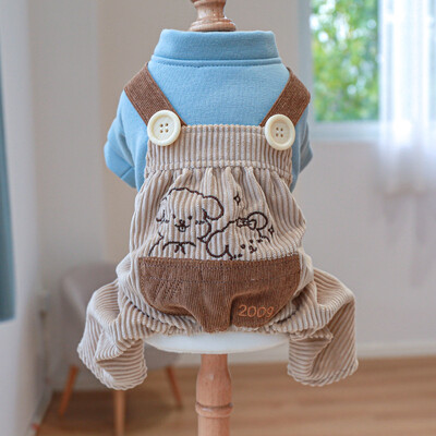 Mėlynas šunų kombinezonas, paltas Onesie šunų rūbai keturių kojų striukė Drabužiai velvetinės kelnės kombinezonai mažiems šunims Chiwawa Yorkie