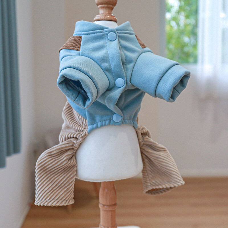 Mėlynas šunų kombinezonas, paltas Onesie šunų rūbai keturių kojų striukė Drabužiai velvetinės kelnės kombinezonai mažiems šunims Chiwawa Yorkie