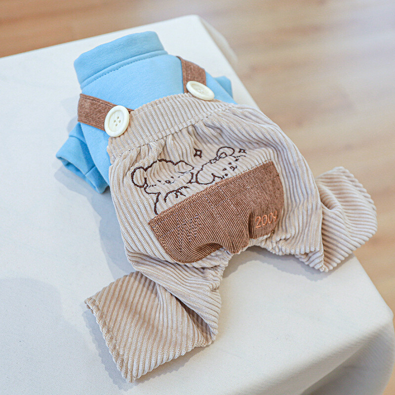 Mėlynas šunų kombinezonas, paltas Onesie šunų rūbai keturių kojų striukė Drabužiai velvetinės kelnės kombinezonai mažiems šunims Chiwawa Yorkie