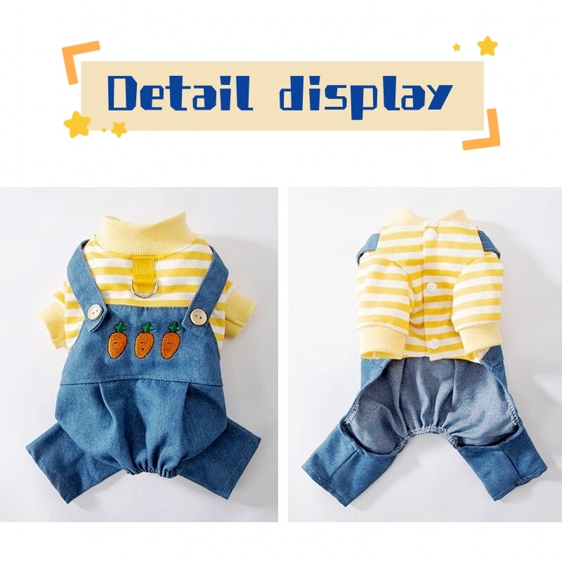 Prabangus dryžuotas naminių šunų kombinezonas Nauji šunų drabužiai Animacinių filmų spaudiniai šuniukų kombinezonai rudens katės pižamos Šilti naminių gyvūnėlių kombinezonai šunų reikmenys