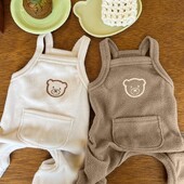 Mielas meškos šuns kombinezonas, šilti rūbai šuniui žiemai, šliaužtinukai naminiams šunims, kačiuko šuniuko paltas, vilnos pižamos čihuahua kelnių kostiumas