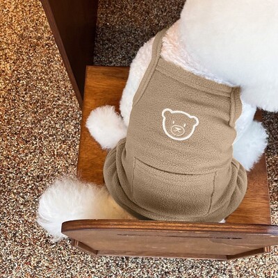 Mielas meškos šuns kombinezonas, šilti rūbai šuniui žiemai, šliaužtinukai naminiams šunims, kačiuko šuniuko paltas, vilnos pižamos čihuahua kelnių kostiumas