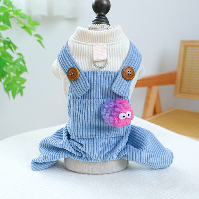 1 gab. Mājdzīvnieku apģērbs sunim pavasara un rudens zilā elfa četrkājainās siksnu bikses ar aukliņu sprādzi maziem un vidējiem suņiem