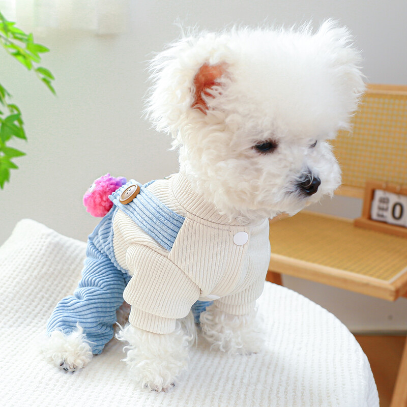 1 gab. Mājdzīvnieku apģērbs sunim pavasara un rudens zilā elfa četrkājainās siksnu bikses ar aukliņu sprādzi maziem un vidējiem suņiem