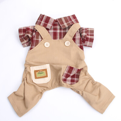 Kutyák Macskák Jumpsuit Plaid & Pocket Design kisállat kiskutya kabát póló Tavaszi/nyári ruházati ruházat