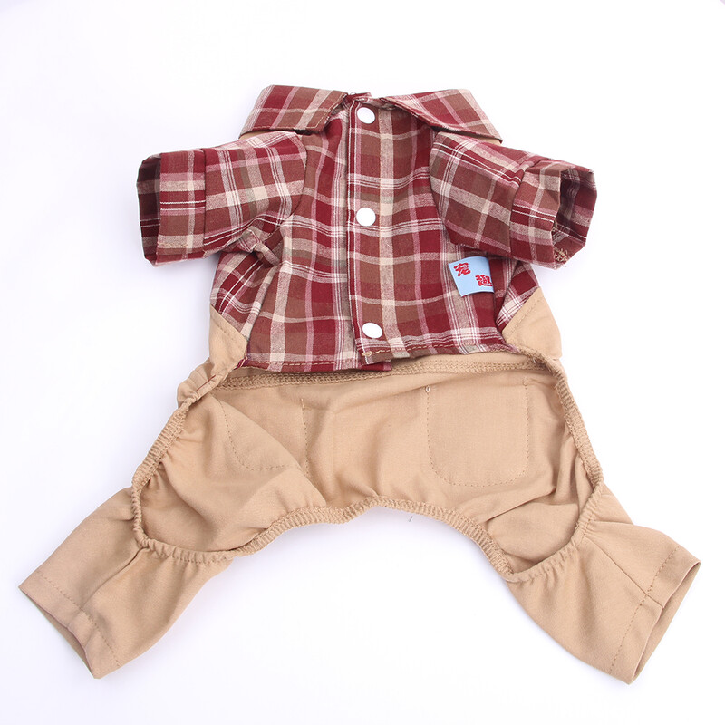 Kutyák Macskák Jumpsuit Plaid & Pocket Design kisállat kiskutya kabát póló Tavaszi/nyári ruházati ruházat