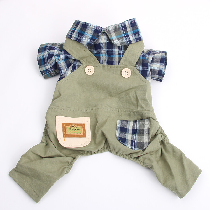 Kutyák Macskák Jumpsuit Plaid & Pocket Design kisállat kiskutya kabát póló Tavaszi/nyári ruházati ruházat