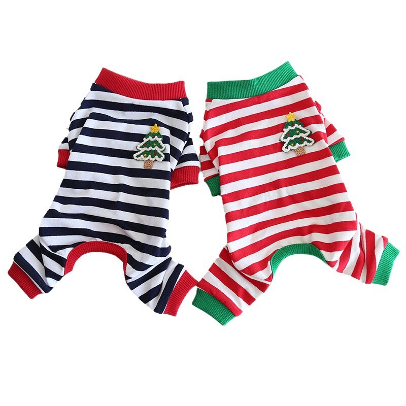 Naminių gyvūnėlių Kalėdų Dryžuota pižama Keturkojai Drabužiai Rudens Žiemos Kombinezonas Šuo Keturkojai Kelnės Katės Drabužiai Naminių gyvūnėlių Drabužiai