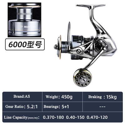 Besisukanti žūklės ritė 2000/3000/4000/5000/6000 didelio pasipriešinimo sūraus vandens nerūdijančio metalo ritinių serija kairiojo/dešiniojo sukimo ratas