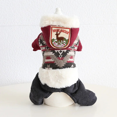 Kalėdiniai keturkojai augintinio kombinezonai, šilti kombinezonai šuniui, raudonos ir žalios spalvos, ruduo ir žiema, šiaurietiškas stilius, šuniukas, augintinis, 2023 m.